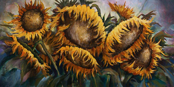 Flowers Poster featuring the painting Sunflowers by Michael Lang