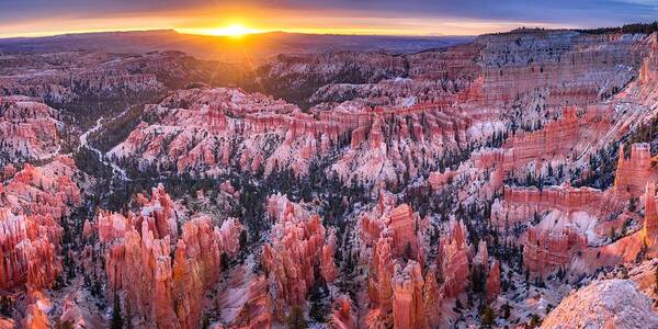 Bryce Canyon Poster featuring the photograph Sunrise over Bryce Canyon by Mati Krimerman
