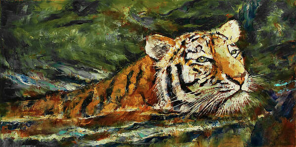 Art Poster featuring the painting Swimming Tiger by Michael Creese