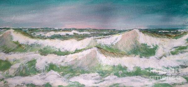 Seashore Poster featuring the painting The big surf by Carol Grimes
