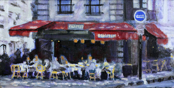 French Cafe Poster featuring the painting The Brasserie by David Zimmerman