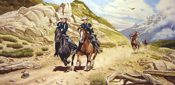 Western Poster featuring the painting The Chase by Marc Stewart