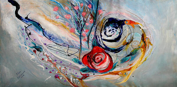 White Background Poster featuring the painting The Rose of Chagall by Elena Kotliarker