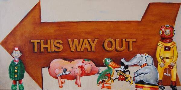 Tin Toys Poster featuring the painting This Way Out by Jean Cormier