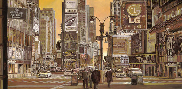New York Poster featuring the painting Times Square by Guido Borelli