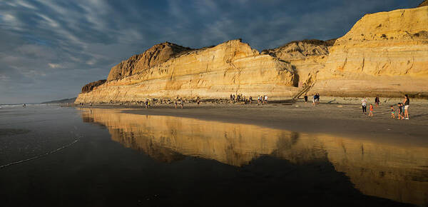 San Diego Poster featuring the photograph Torrey Pines Cliffs and Dark Clouds by William Dunigan