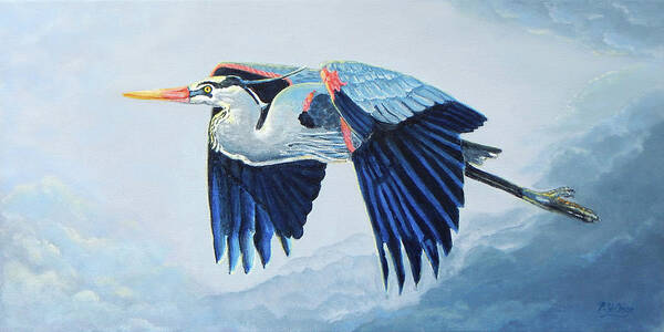 Heron Poster featuring the painting Towards the Light by Pat St Onge