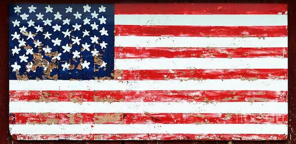 Usa Us Flag Old Glory Stars Stripes Poster featuring the photograph Weathered Old Glory by Ken DePue