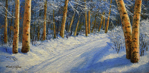 Cross Country Ski Trail Poster featuring the painting Winter Birch Road by Frank Wilson