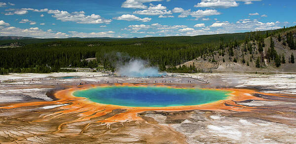Panoramic Poster featuring the photograph Grand Prismatic Spring by By Sathish Jothikumar