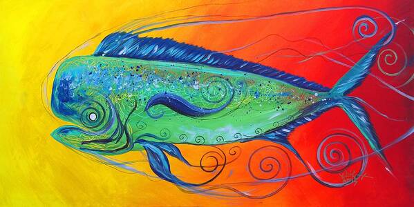 Fish Poster featuring the painting Abstract Mahi Mahi, 8 by J Vincent Scarpace