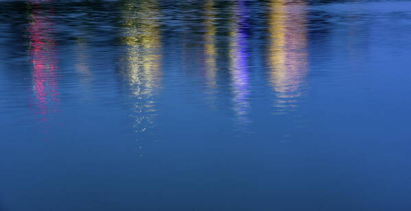 Abstract Poster featuring the photograph Abstract Reflections at Blue Hour by Liz Albro