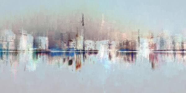 Cityscape Poster featuring the digital art City of Pastels by David Manlove