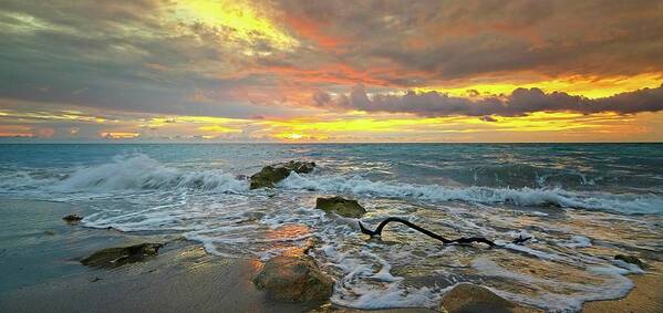 Carlin Park Poster featuring the photograph Colorful Morning Sky and Sea by Steve DaPonte