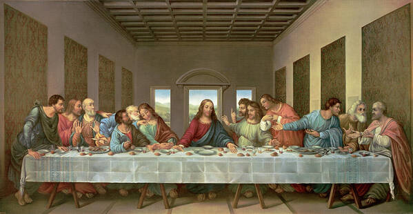 Da Vinci-the Last Supper Poster featuring the mixed media Da Vinci-the Last Supper by Portfolio Arts Group