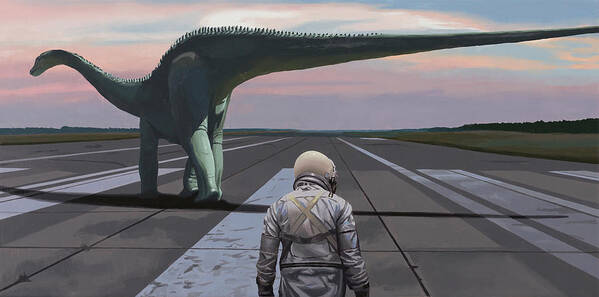 Astronaut Poster featuring the painting Diplodocus by Scott Listfield