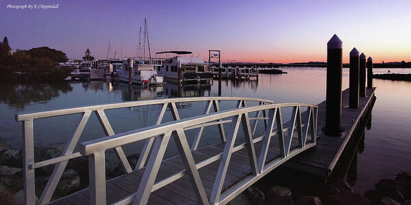 Forster Marina Sunset Nsw Australia Poster featuring the digital art Forster Marina Sunset 72922 by Kevin Chippindall