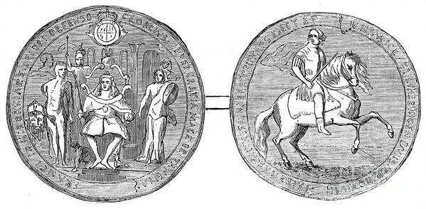 Horse Poster featuring the drawing Great Seal Of George II, Mid 18th by Print Collector