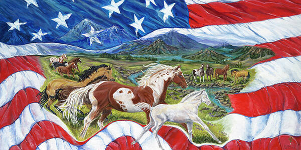 Donna Yates Artist Poster featuring the painting Hoofbeats of Freedom by Donna Yates