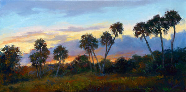 Romantic Landscape Poster featuring the painting Jupiter Sunrise by Laurie Snow Hein