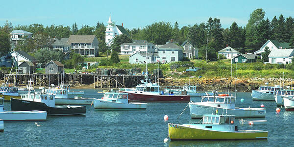 Maine Poster featuring the photograph Maine Fishing Village by Jerry Griffin