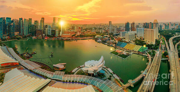 Singapore Poster featuring the photograph Panorama Marina bay Singapore by Benny Marty