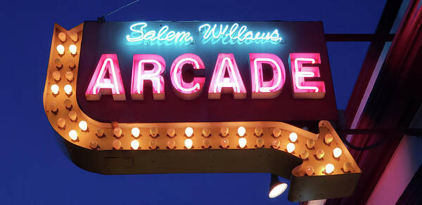 Salem Willows Poster featuring the photograph Salem Willows Arcade in Summer by Jeff Folger
