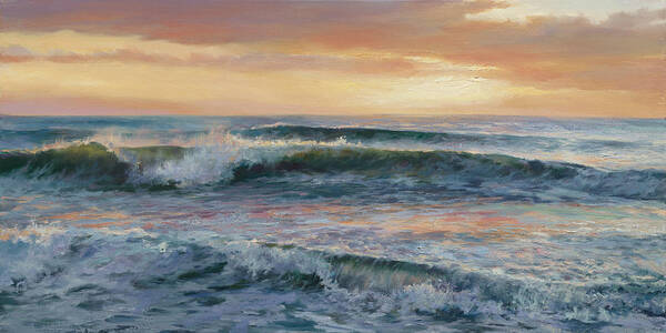 Oceans Poster featuring the painting Saratossa Ocean Sunset by Laurie Snow Hein