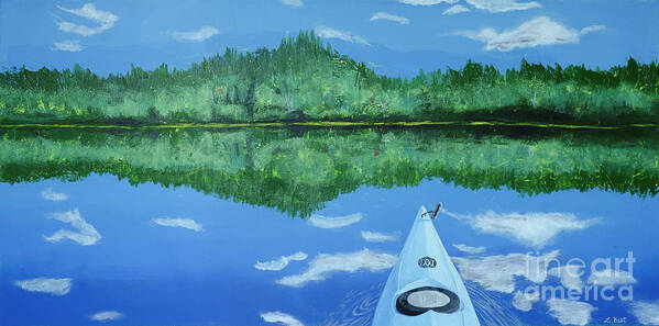 Kayak Poster featuring the painting Still Reflective by Laurel Best