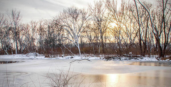 Sunset Poster featuring the photograph Sunset on Frozen Pond by Ira Marcus