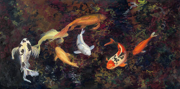 Koi Poster featuring the painting Swirling School by Megan Collins