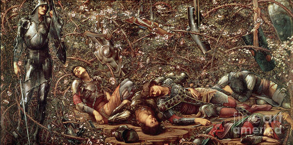 19th Century Poster featuring the painting 'the Briar Rose' Series, 1: The Prince Enters The Briar Wood, 1870-90 by Edward Burne-Jones