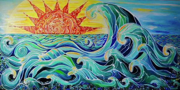 Waves Poster featuring the painting The Mother Wave by Patricia Arroyo