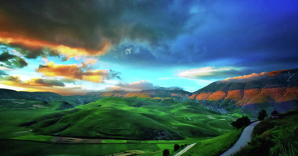 Tranquility Poster featuring the photograph The Sunset At Castelluccio Di Norcia by Fabrizio Massetti