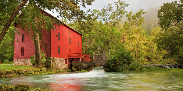 America Poster featuring the photograph Waters of Alley Spring Mill - Eminence Missouri Panorama by Gregory Ballos