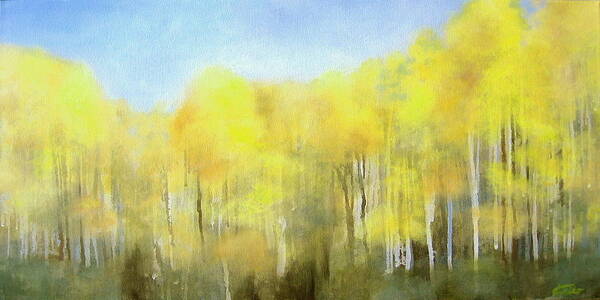 Landscape Poster featuring the painting White Birch by Keiko Richter