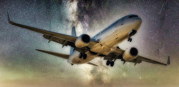 Jet Poster featuring the digital art Galaxy Flight #1 by Gary Baird