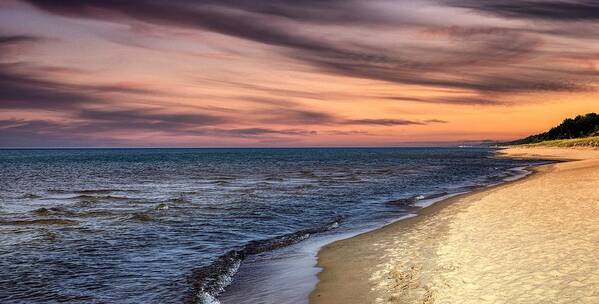 Lake Michigan Poster featuring the photograph Lake Michigan Sunset #1 by Mountain Dreams