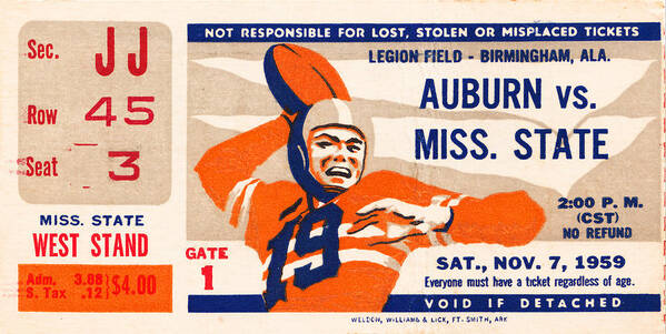 Auburn Poster featuring the photograph 1959 Auburn vs. Mississippi by Row One Brand