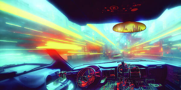 Ai Poster featuring the digital art 2 Suns in my Rearview Mirror by Micah Offman