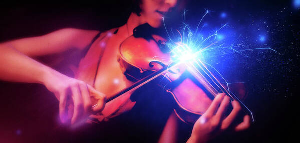 Violin Poster featuring the digital art Art - Celebration of Music by Matthias Zegveld