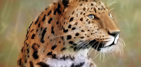 Leopard Poster featuring the digital art Art - Impression of the Leopard by Matthias Zegveld