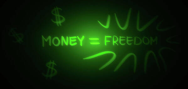 Money Poster featuring the digital art Art - Money Equals Freedom by Matthias Zegveld
