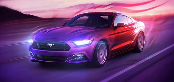 Cars Poster featuring the digital art Art - The Great Ford Mustang by Matthias Zegveld