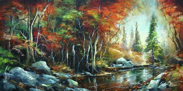 Landscape Poster featuring the painting Autumn Light by Michael Lang