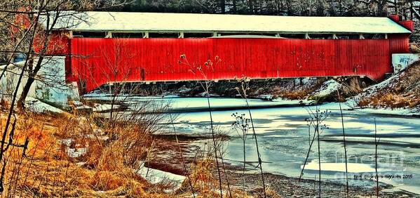 Geiger's Covered Bridge Poster featuring the photograph Bridge Over Frosted Water by Tami Quigley