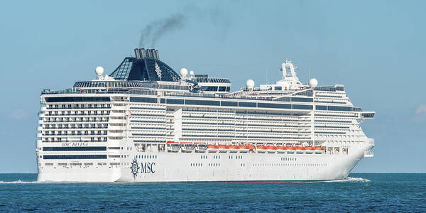 Msc Divina Poster featuring the photograph Cruise Ship MSC Divina Heads to Blue Water by Bradford Martin