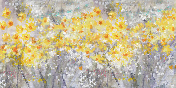 Flowers Poster featuring the painting Dusty Miller Landscape- Art by Linda Woods by Linda Woods