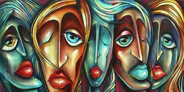 Urban Expression Poster featuring the painting 'Face Us 2' by Michael Lang