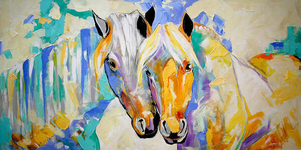 Horse Painting Poster featuring the painting He'in and She'in by Laurie Pace
